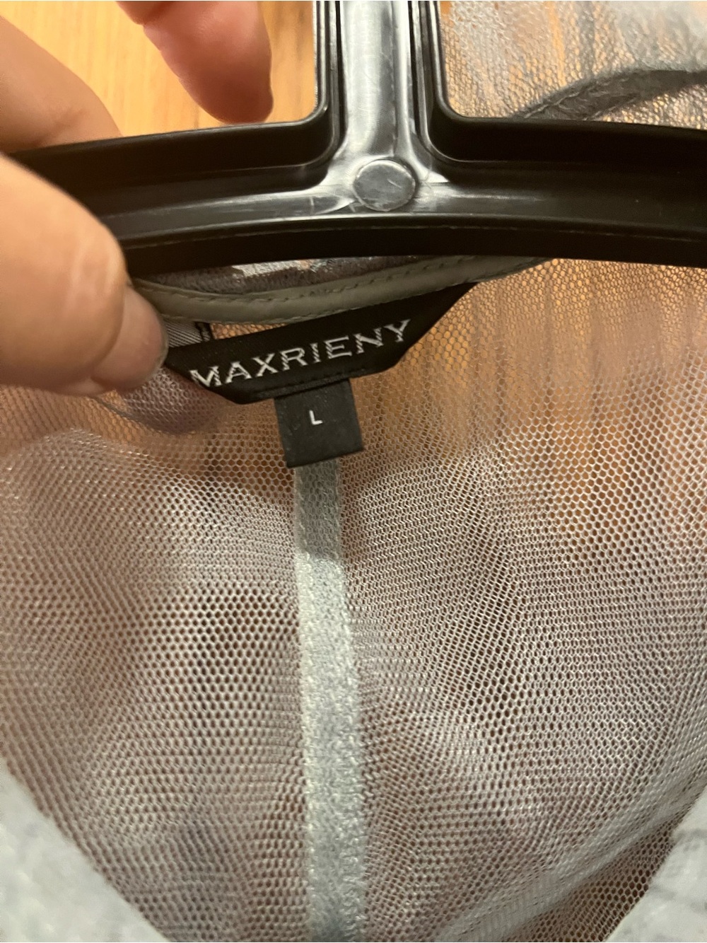 MAXRIENY Light Grey Sheer Mesh Top
